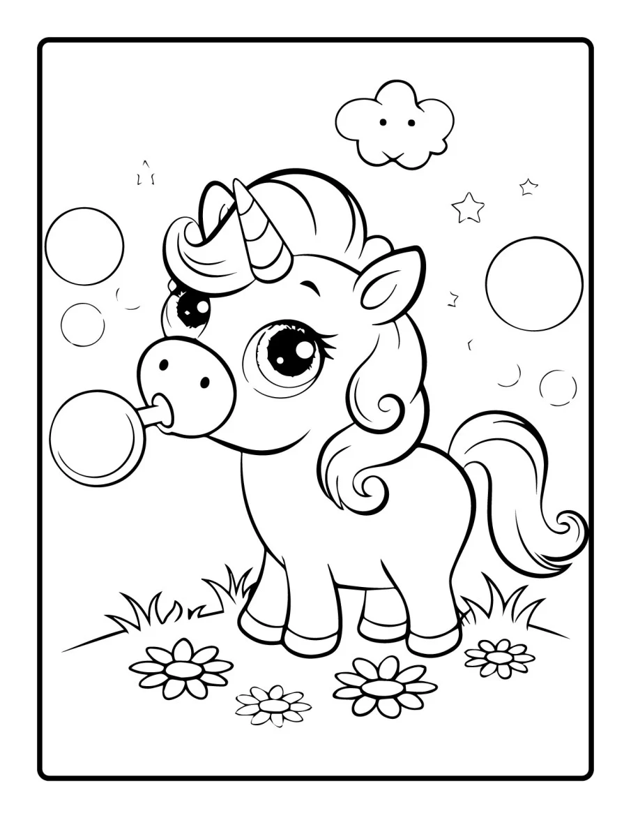 Desenho simples de Baby Unicórnio para colorir 29