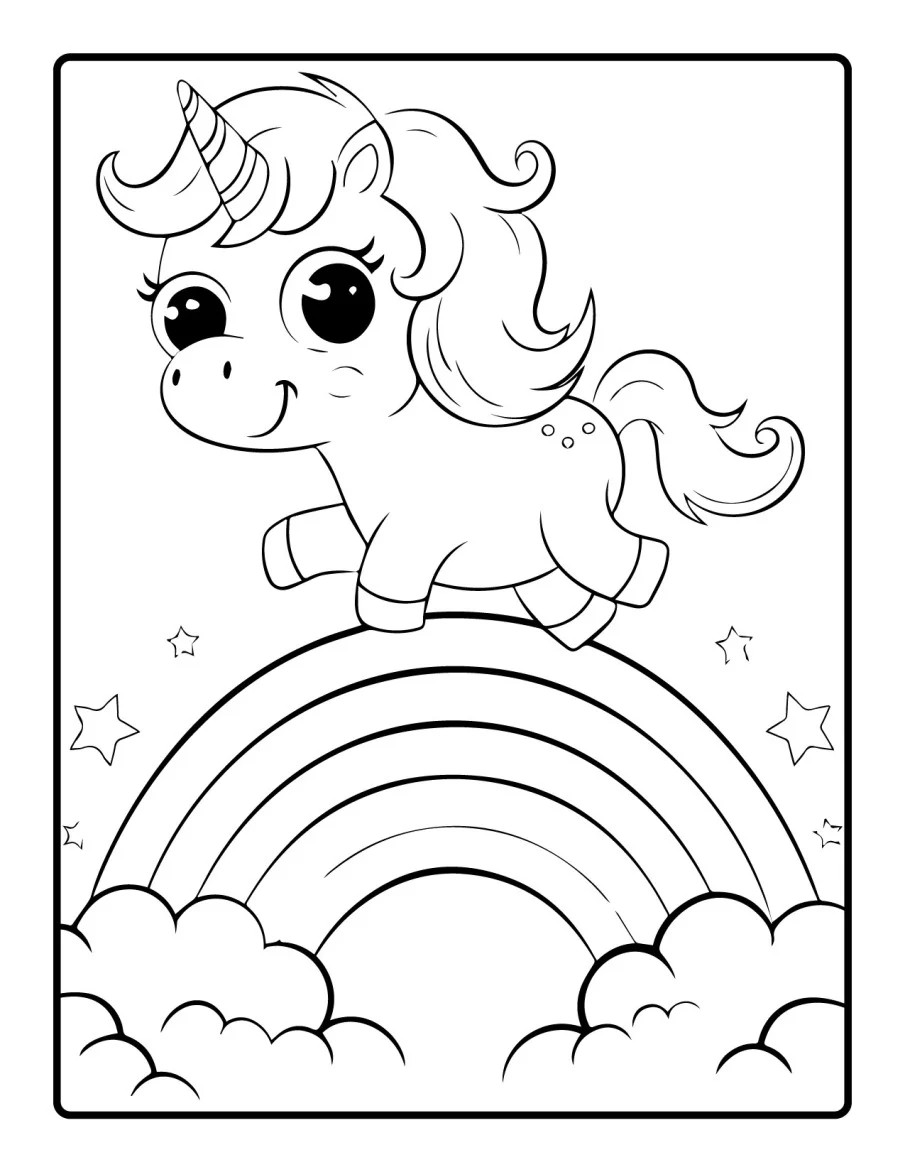 Desenho simples de Baby Unicórnio para colorir 3
