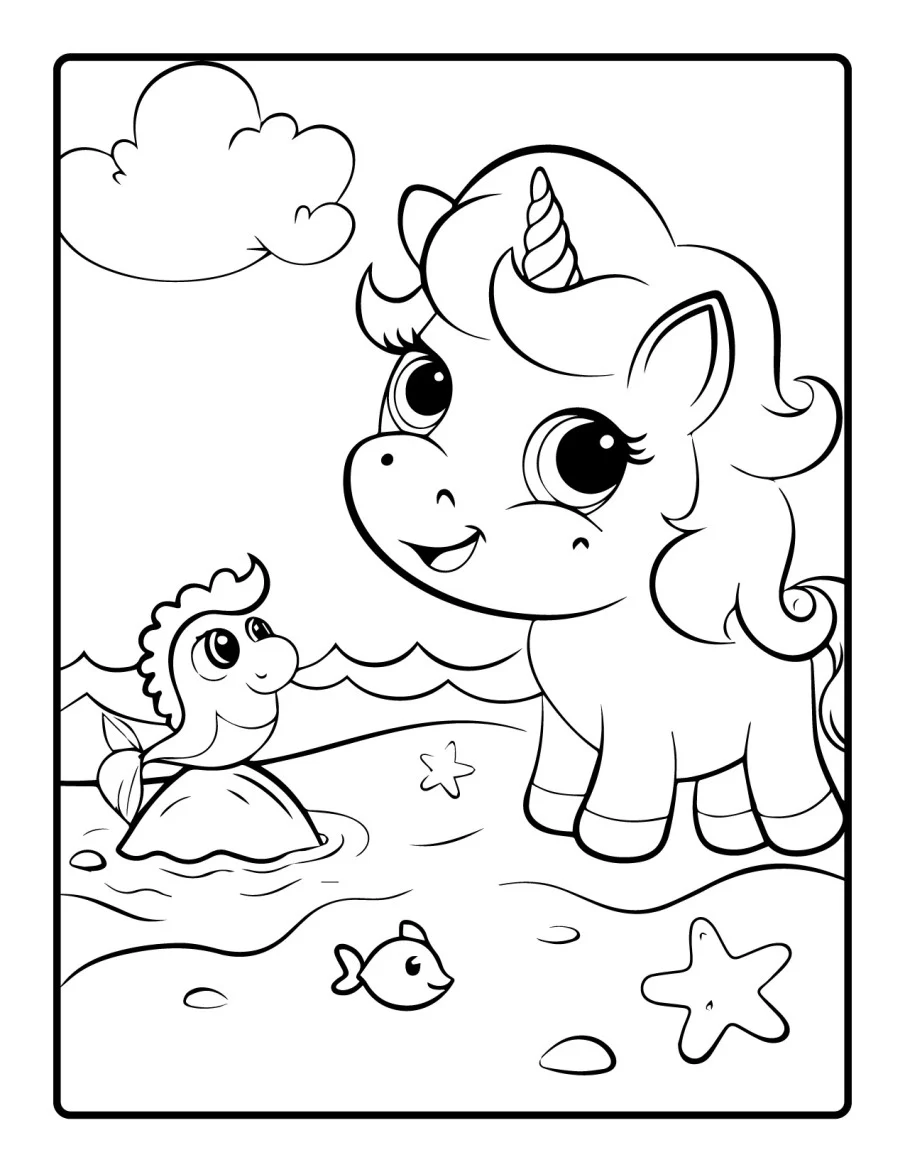 Desenho simples de Baby Unicórnio para colorir 30
