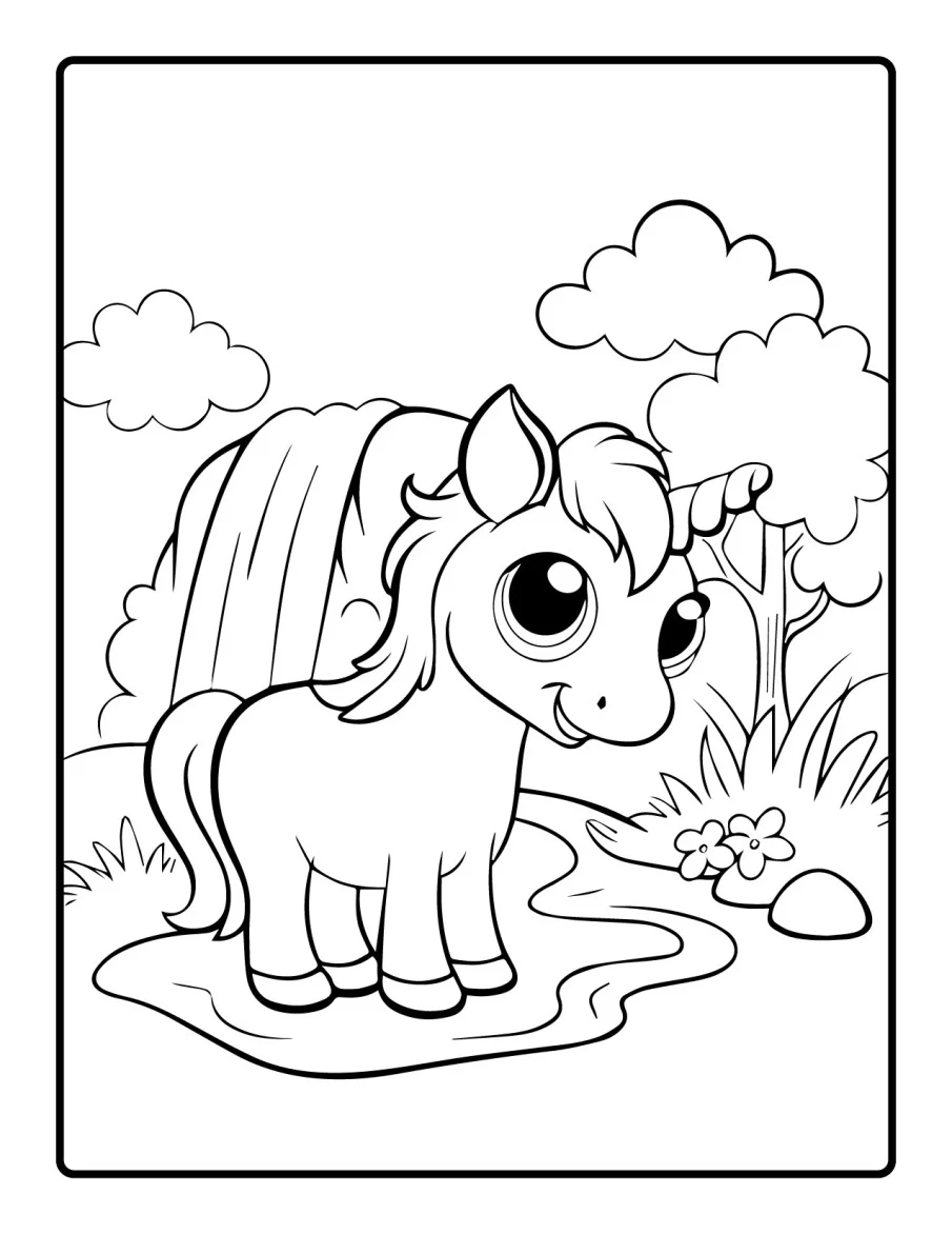 Desenho simples de Baby Unicórnio para colorir 32