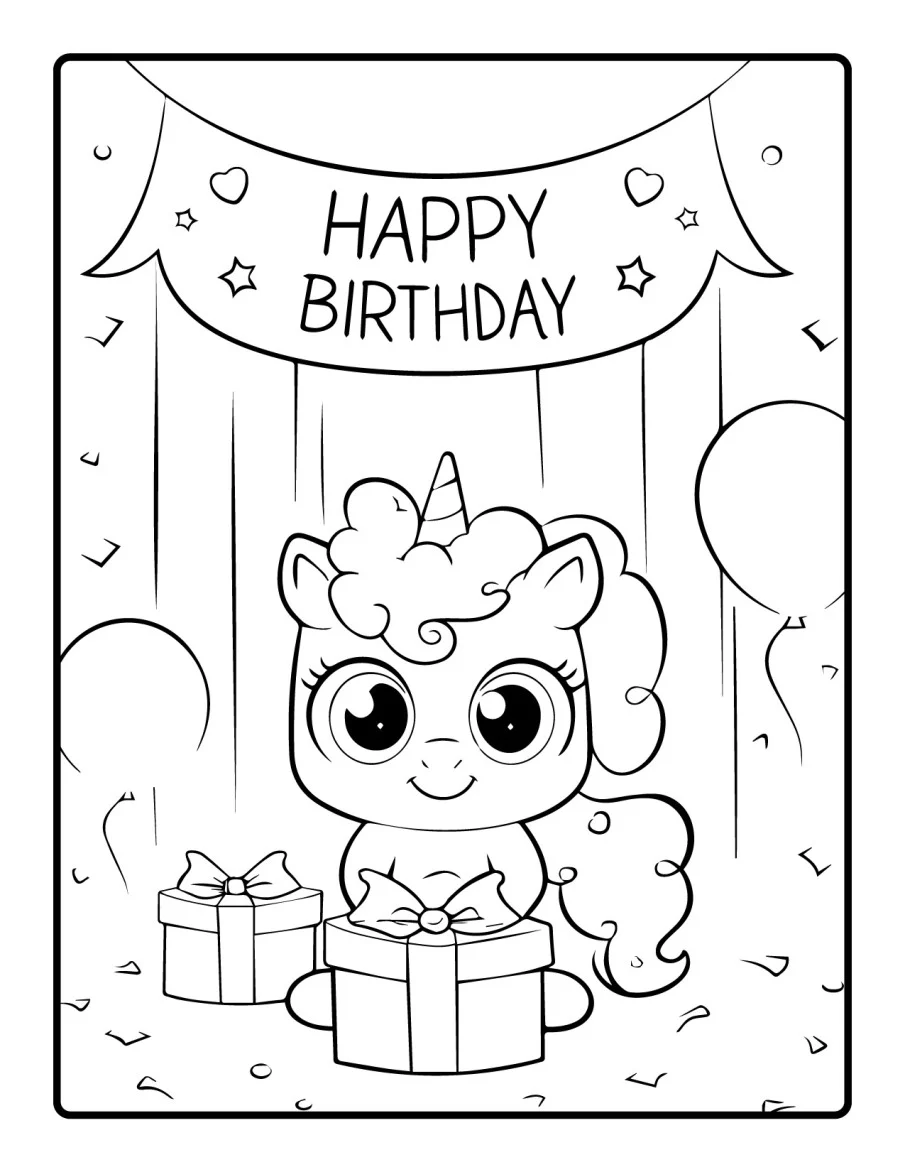 Desenho simples de Baby Unicórnio para colorir 33