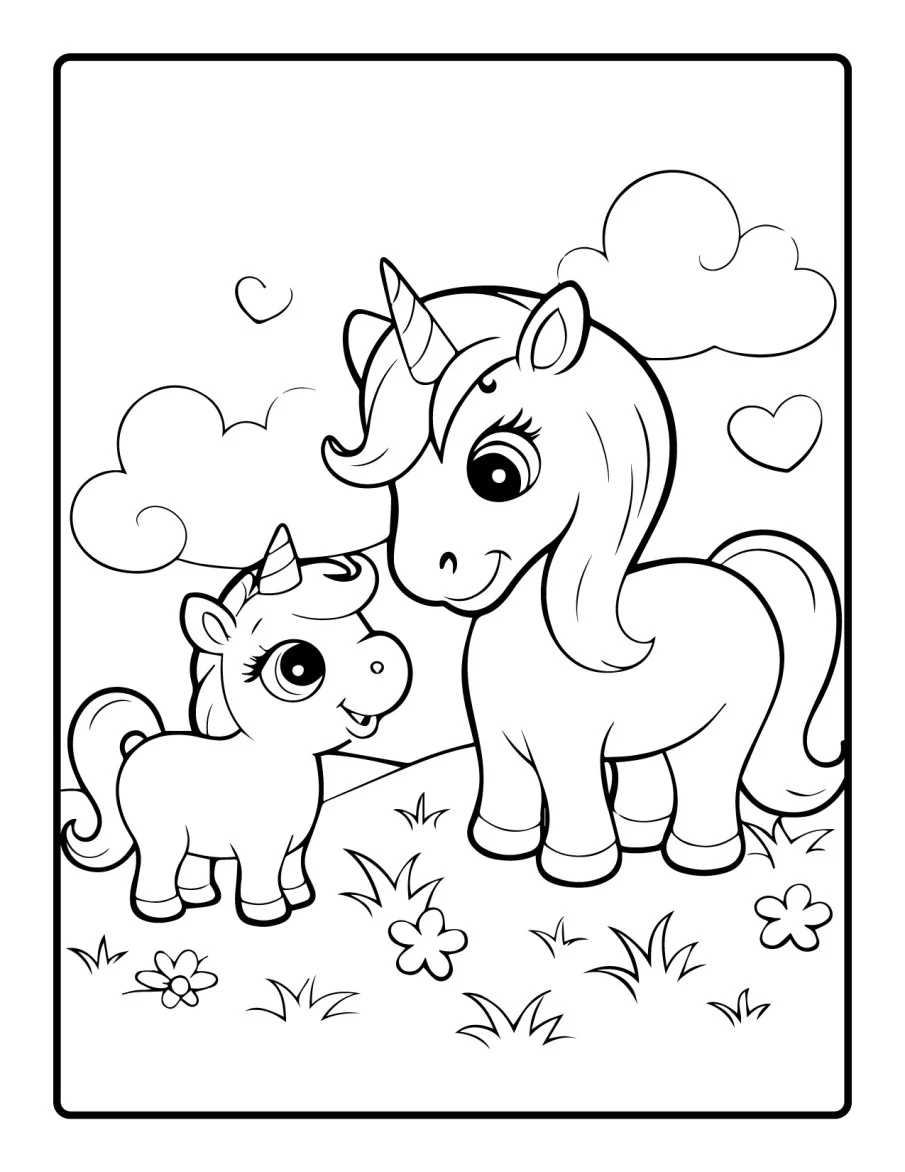 Desenho simples de Baby Unicórnio para colorir 34