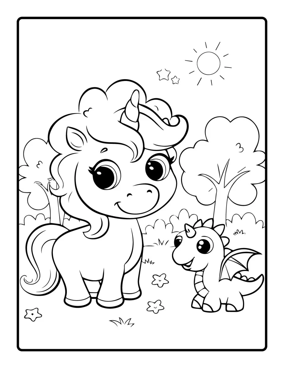 Desenho simples de Baby Unicórnio para colorir 35