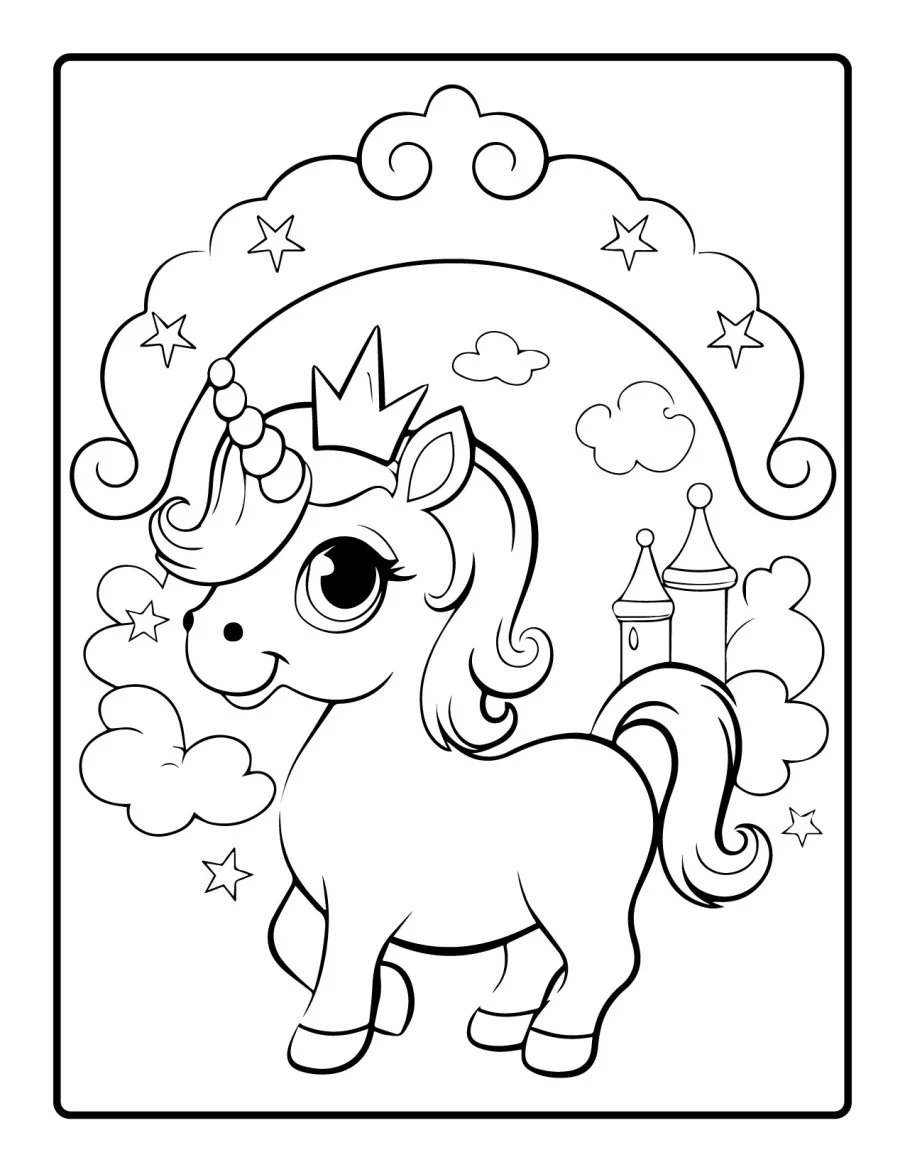 Desenho simples de Baby Unicórnio para colorir 36