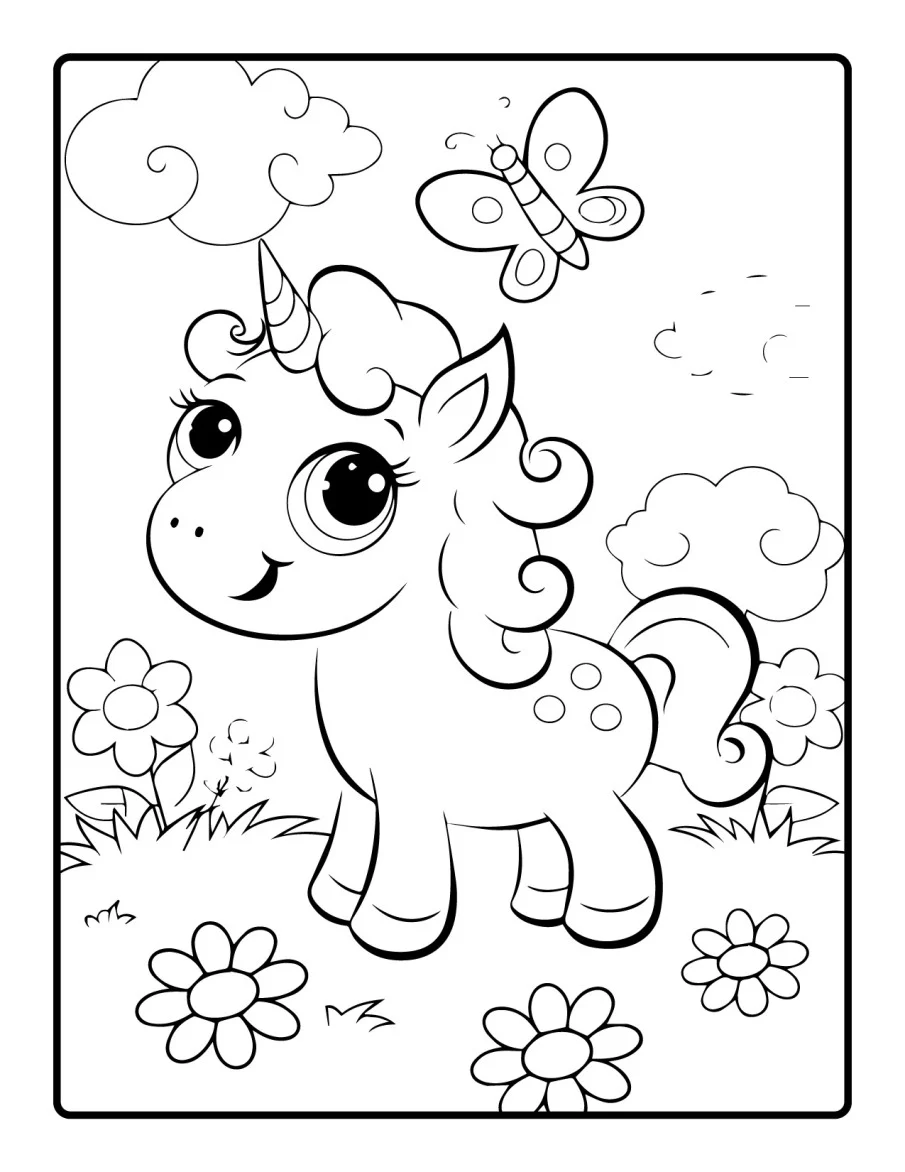 Desenho simples de Baby Unicórnio para colorir 37