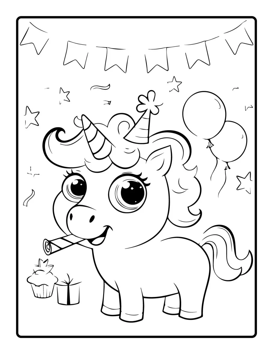 Desenho simples de Baby Unicórnio para colorir 38