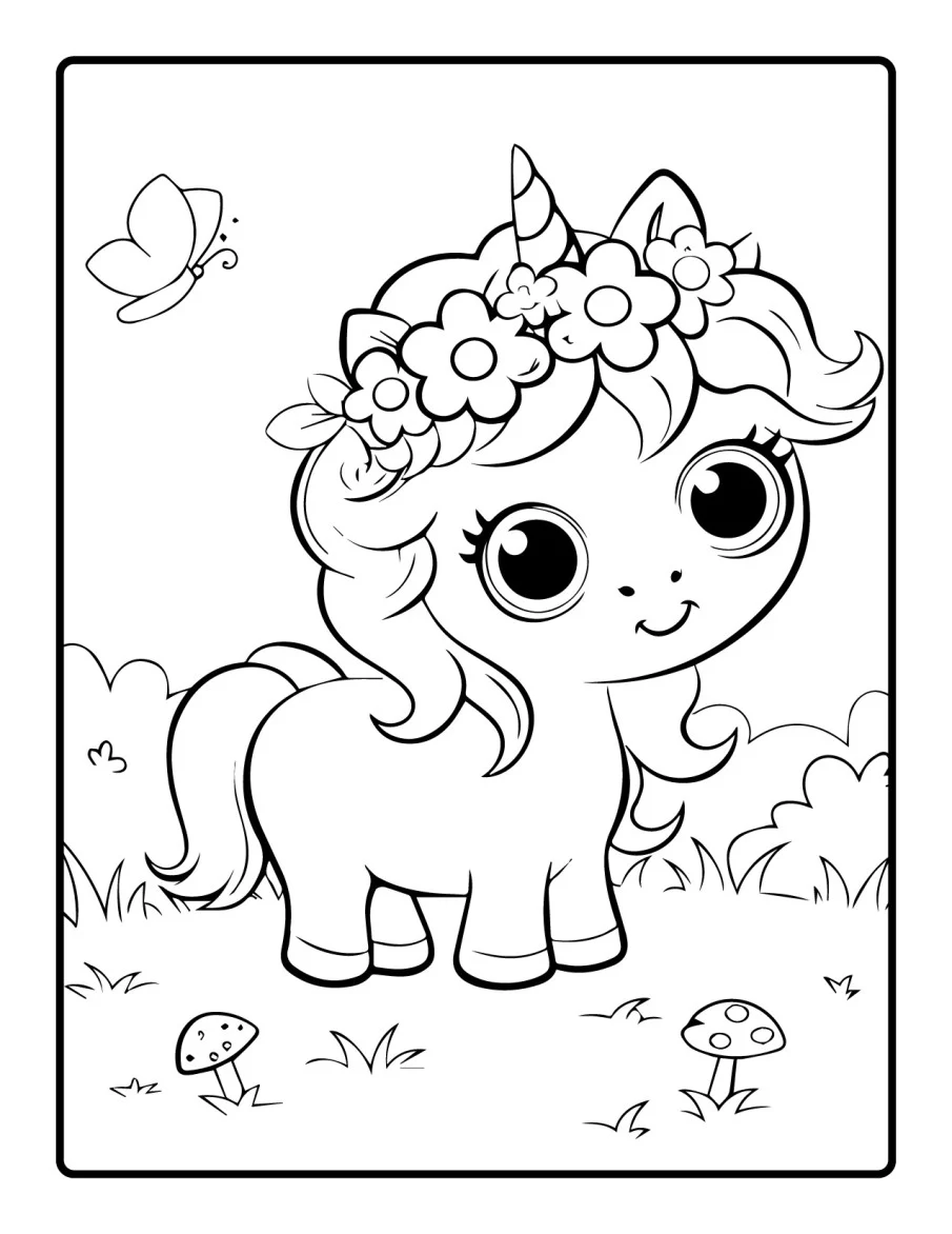 Desenho simples de Baby Unicórnio para colorir 39