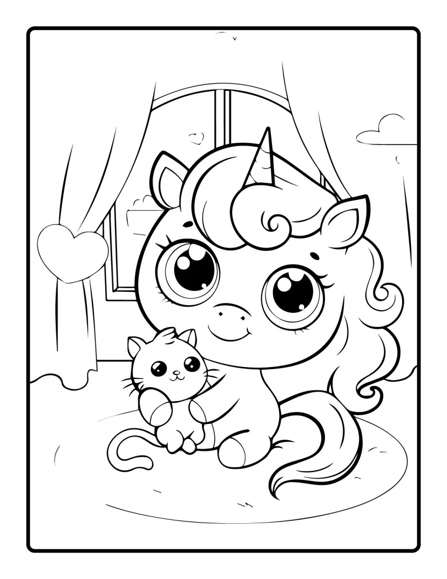Desenho simples de Baby Unicórnio para colorir 4