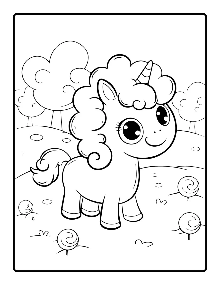 Desenho simples de Baby Unicórnio para colorir 41