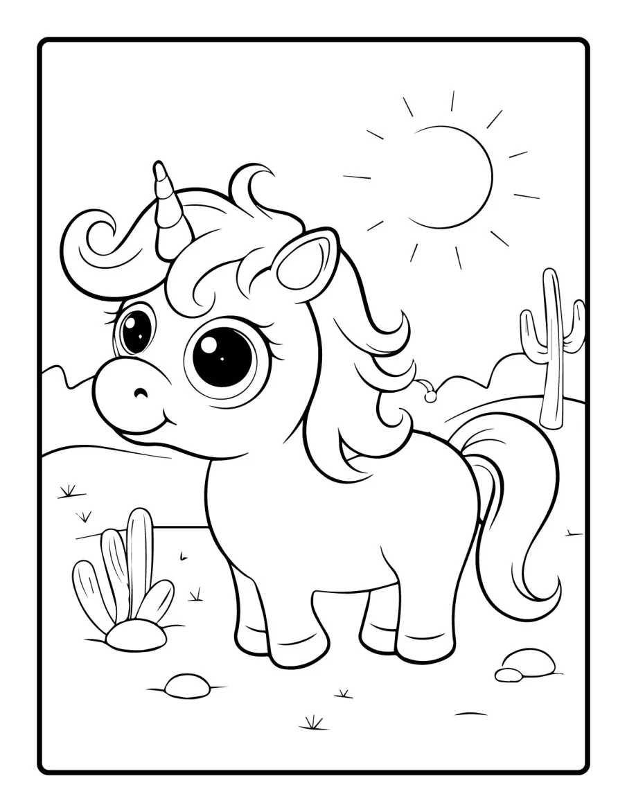 Desenho simples de Baby Unicórnio para colorir 42