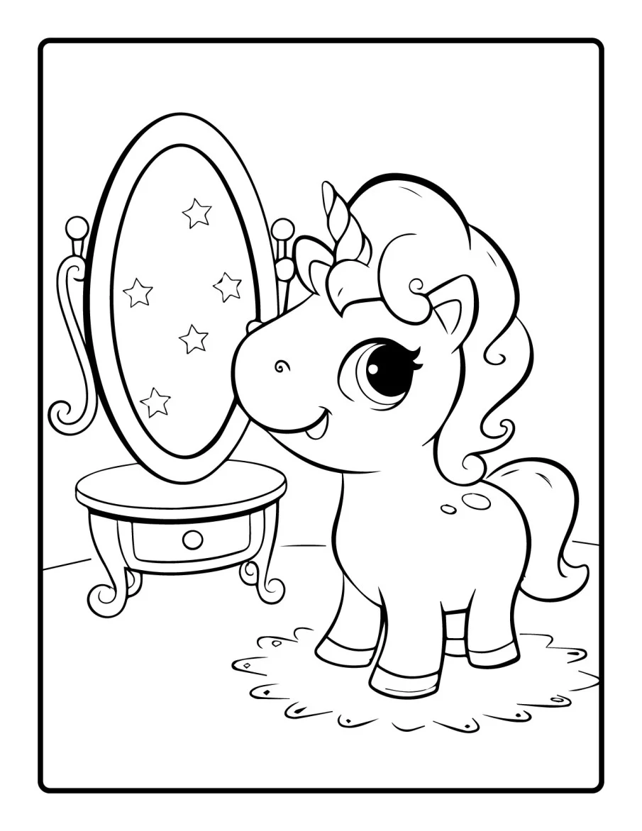 Desenho simples de Baby Unicórnio para colorir 43