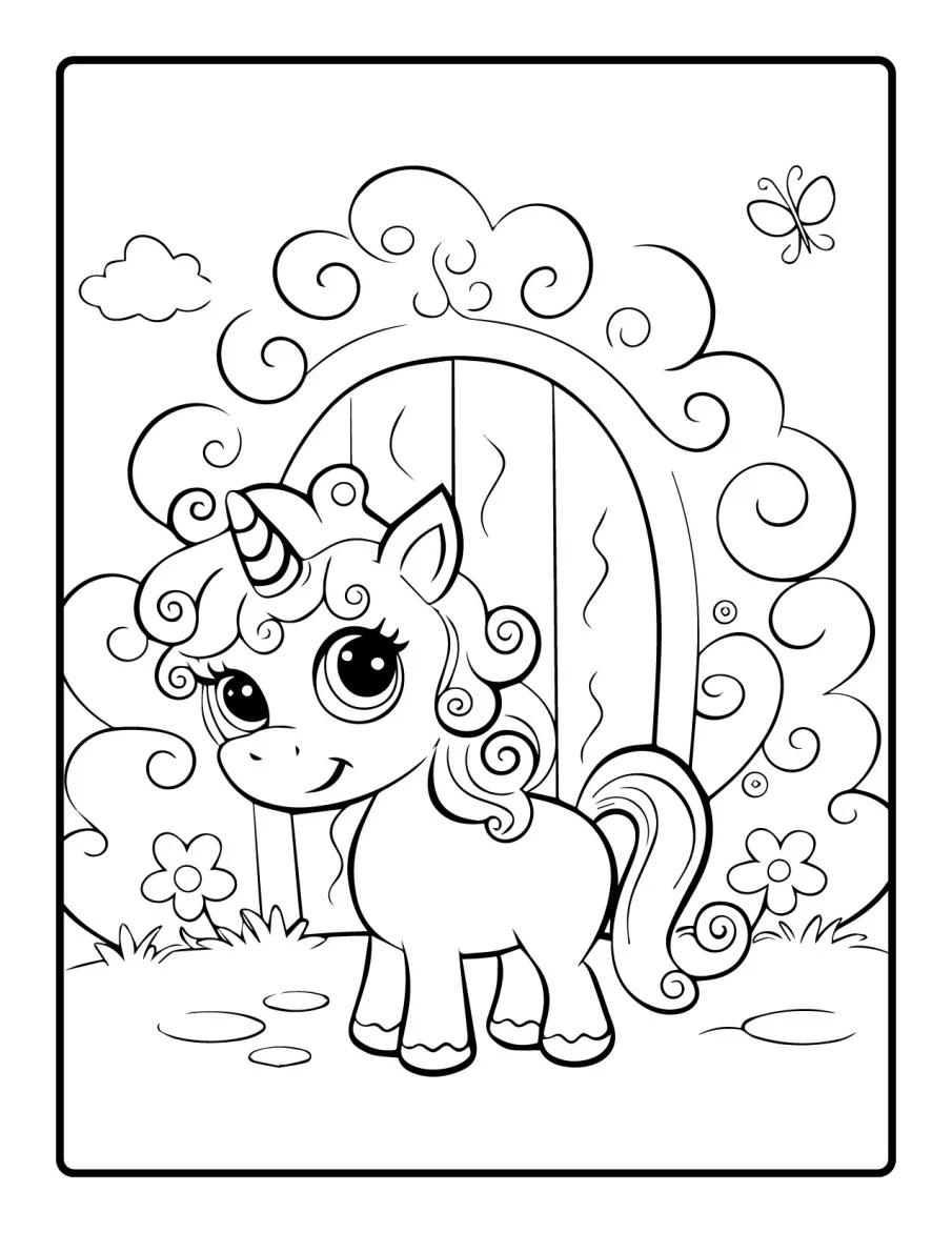 Desenho simples de Baby Unicórnio para colorir 45