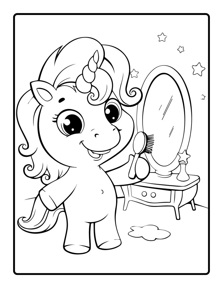 Desenho simples de Baby Unicórnio para colorir 46
