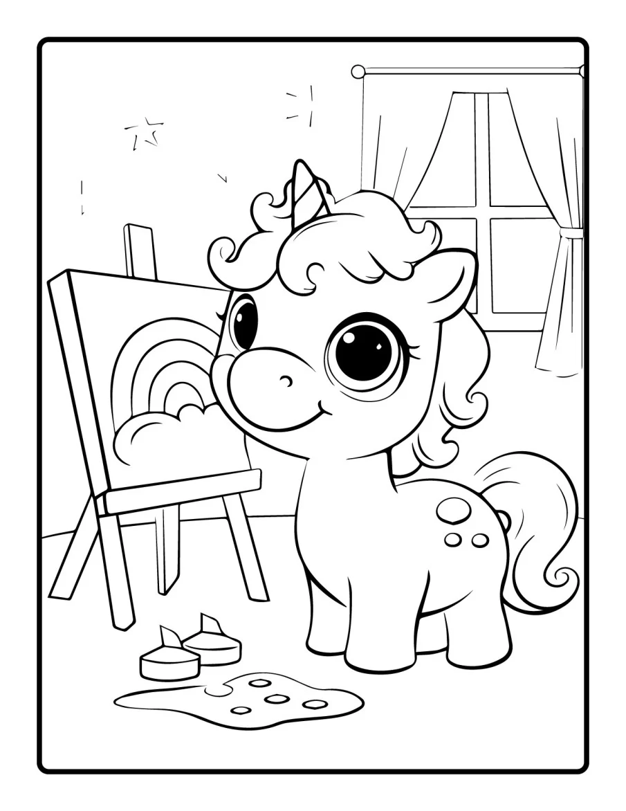 Desenho simples de Baby Unicórnio para colorir 47