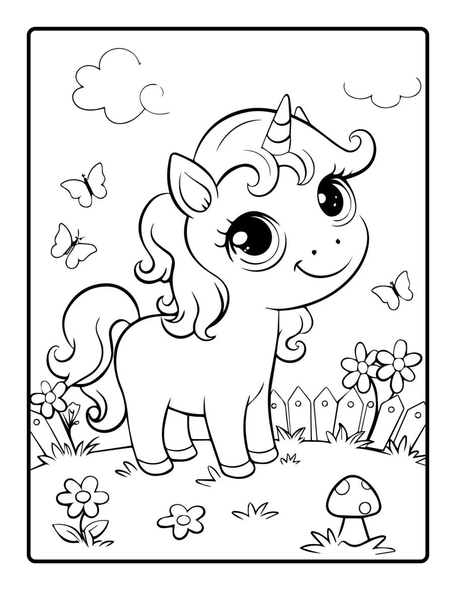 Desenho simples de Baby Unicórnio para colorir 49