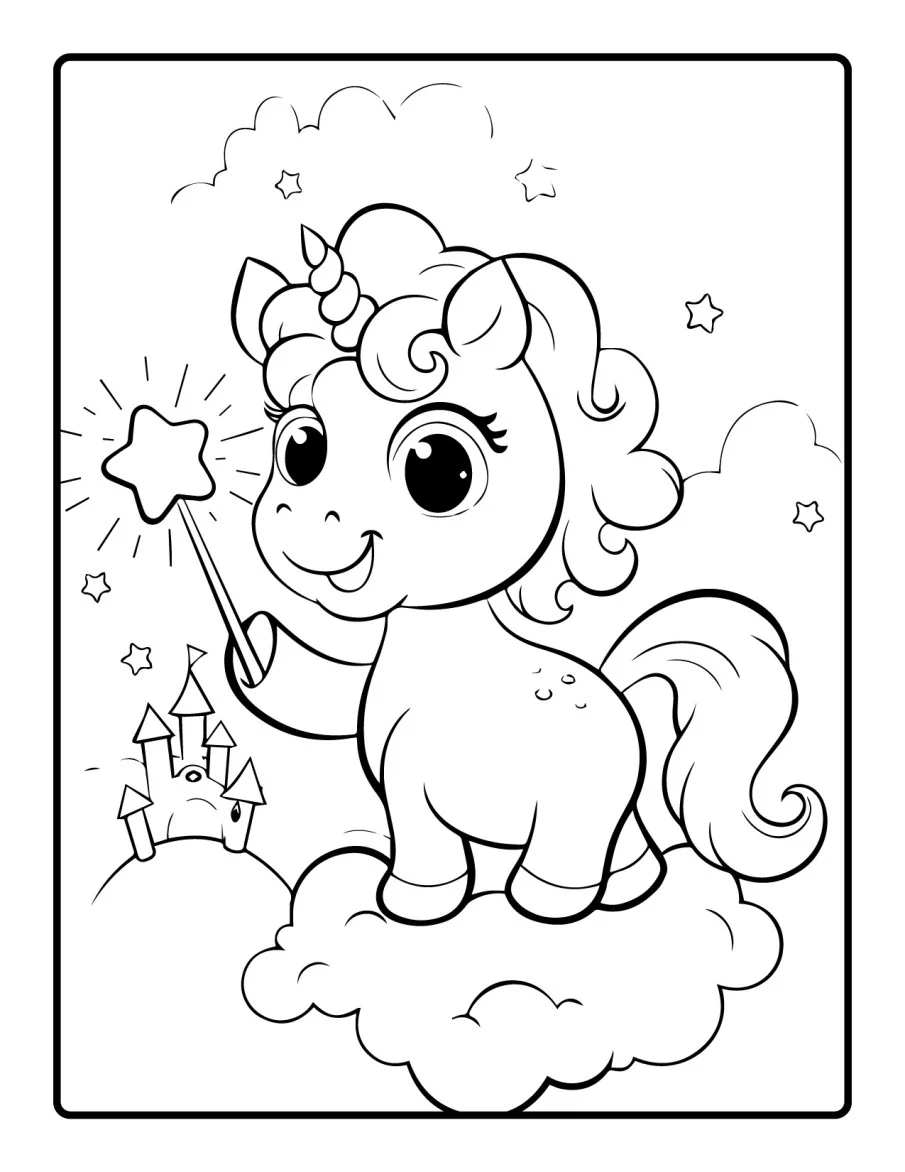 Desenho simples de Baby Unicórnio para colorir 5