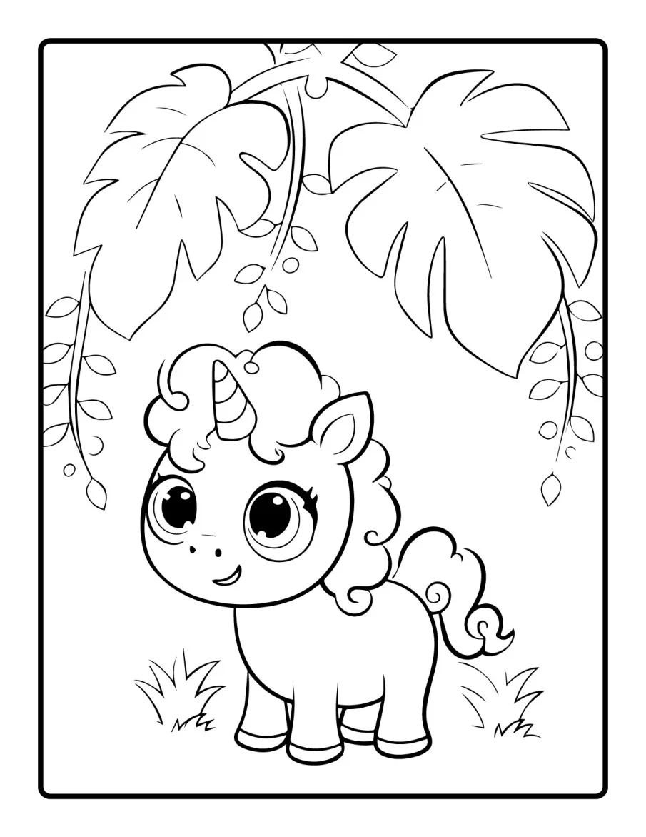 Desenho simples de Baby Unicórnio para colorir 51