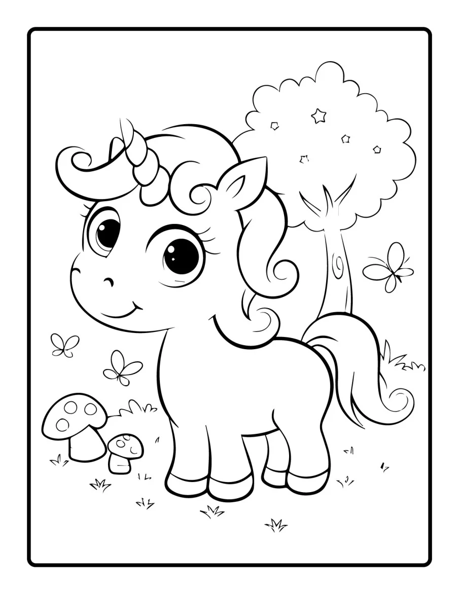 Desenho simples de Baby Unicórnio para colorir 52