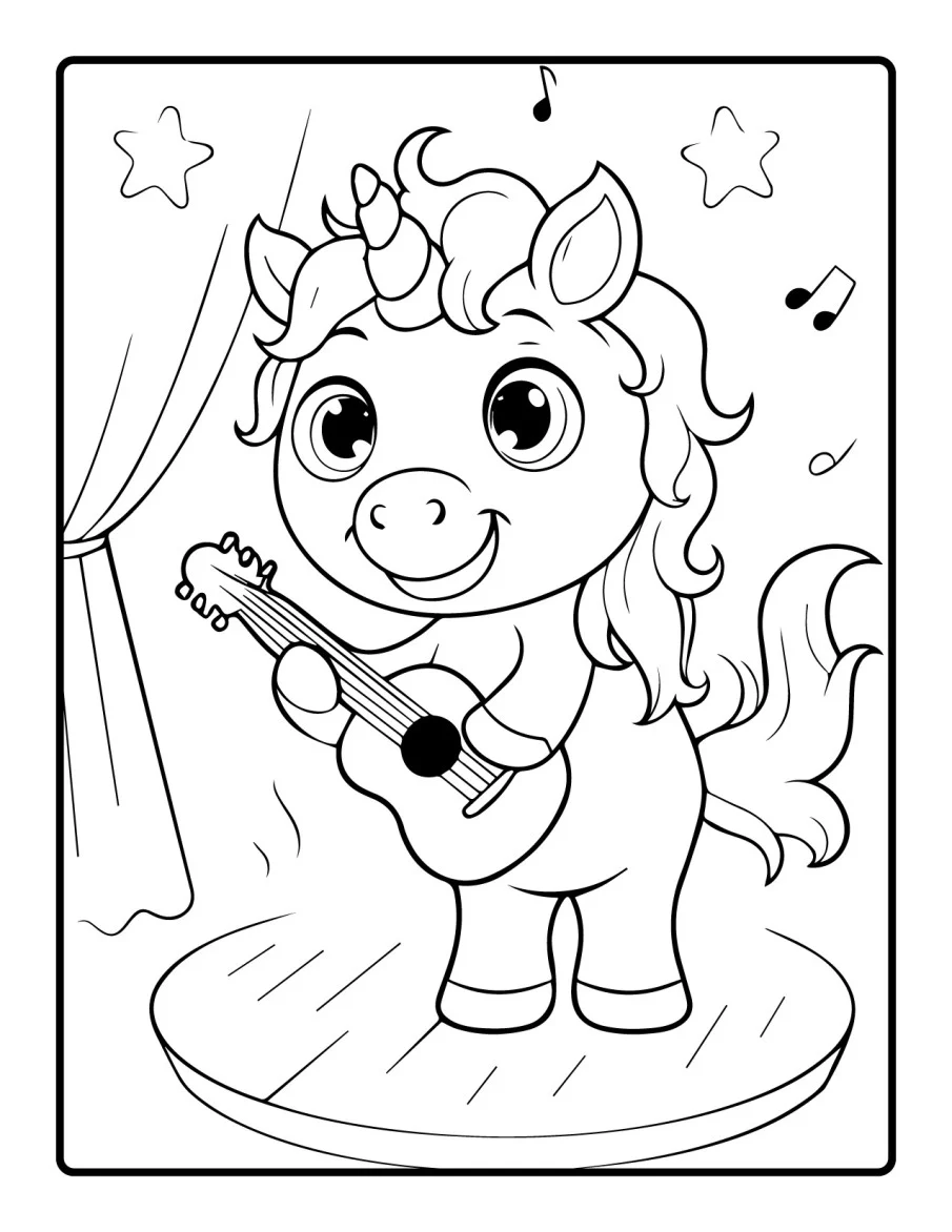 Desenho simples de Baby Unicórnio para colorir 56
