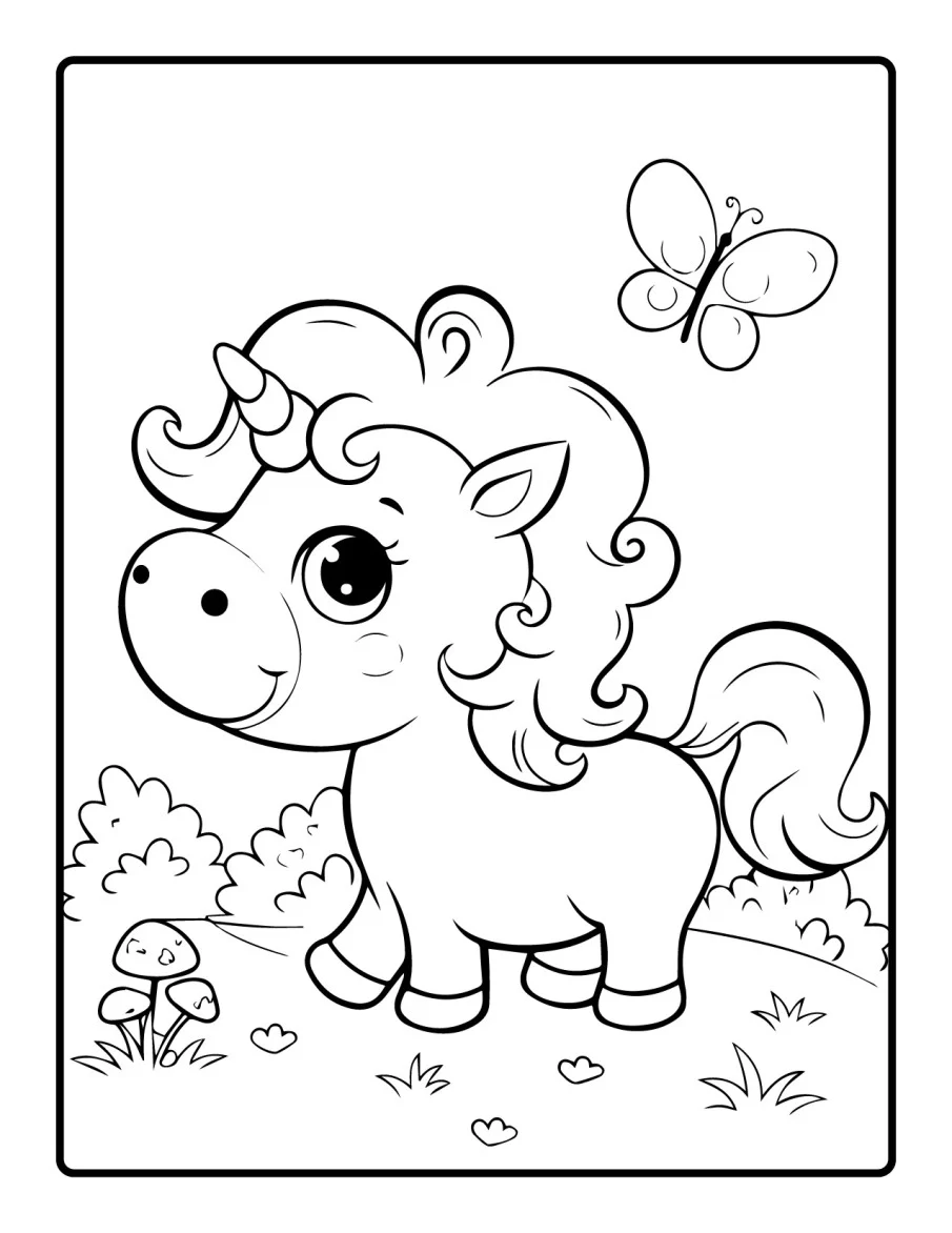 Desenho simples de Baby Unicórnio para colorir 57