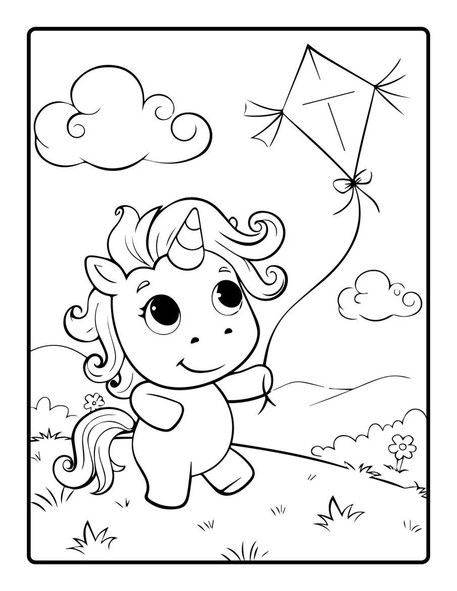 Desenho simples de Baby Unicórnio para colorir 58