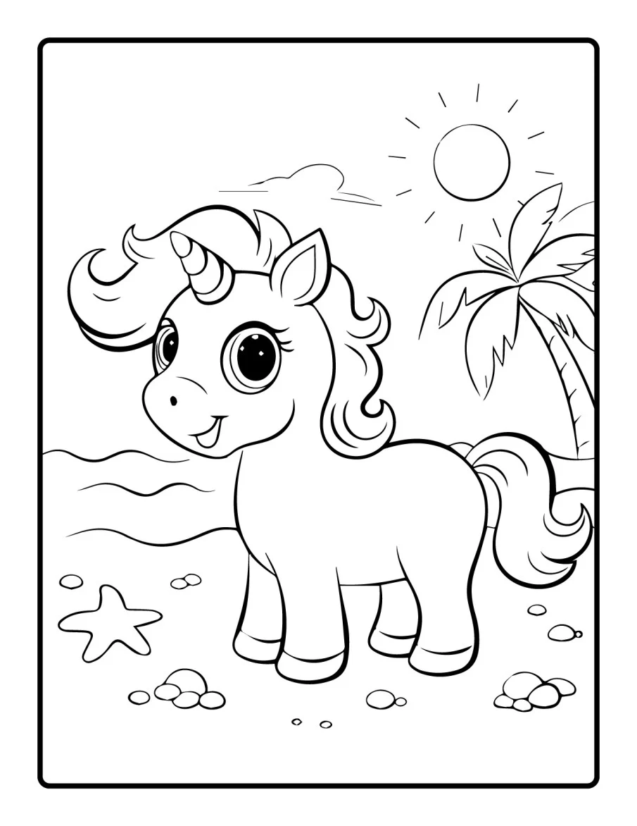 Desenho simples de Baby Unicórnio para colorir 59