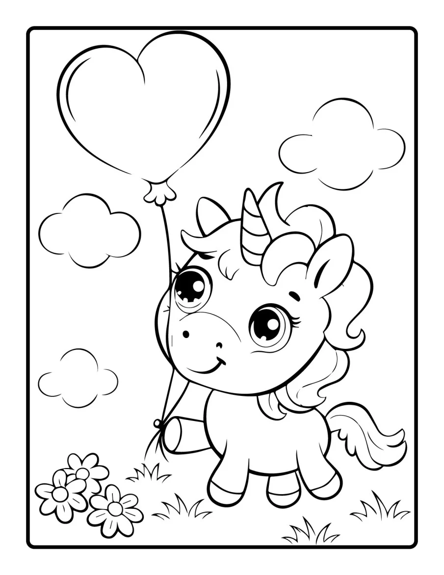 Desenho simples de Baby Unicórnio para colorir 6