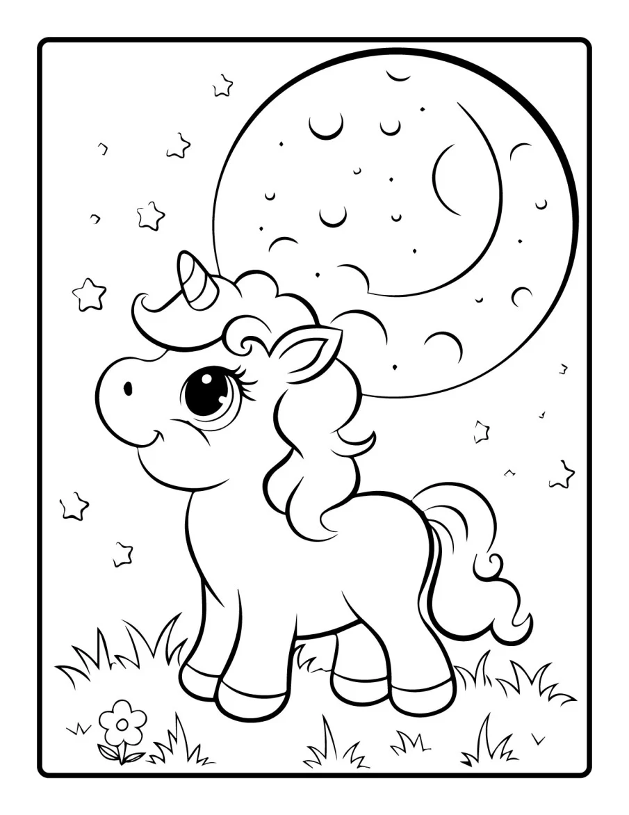 Desenho simples de Baby Unicórnio para colorir 60