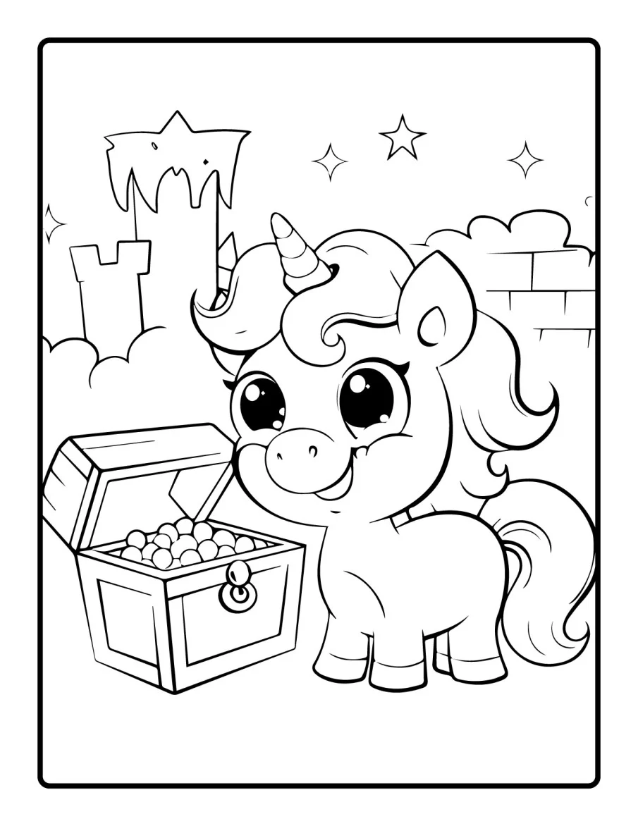 Desenho simples de Baby Unicórnio para colorir 61