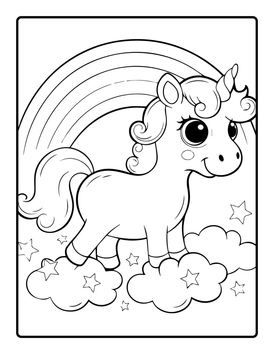 Desenho simples de Baby Unicórnio para colorir 62