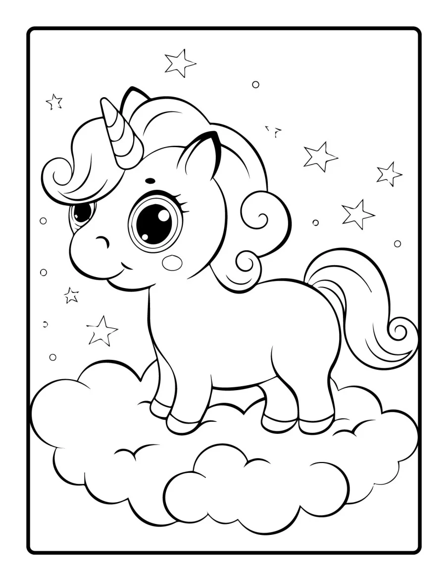 Desenho simples de Baby Unicórnio para colorir 63
