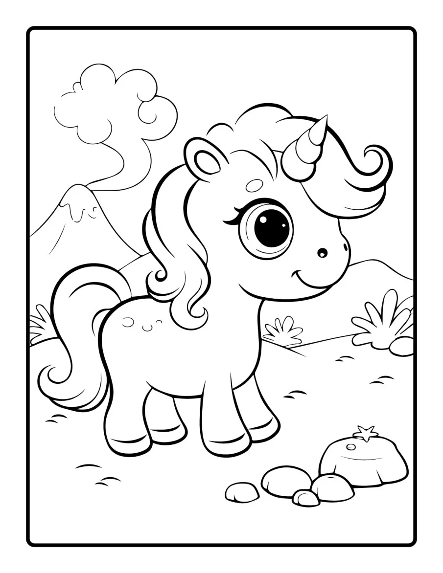 Desenho simples de Baby Unicórnio para colorir 64