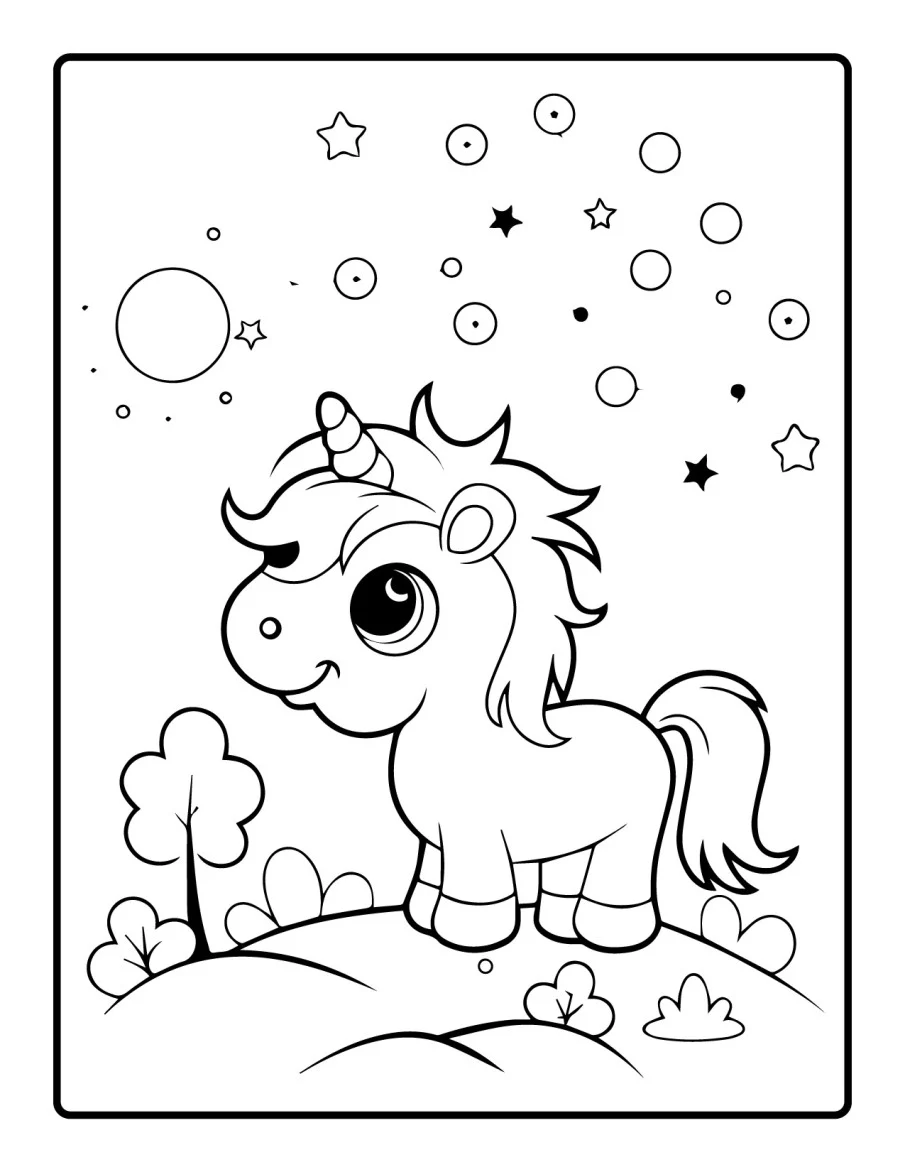 Desenho simples de Baby Unicórnio para colorir 65