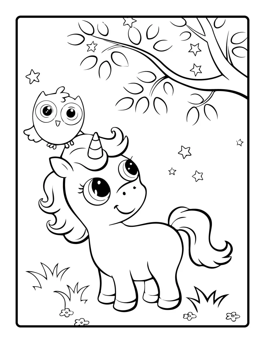 Desenho simples de Baby Unicórnio para colorir 66