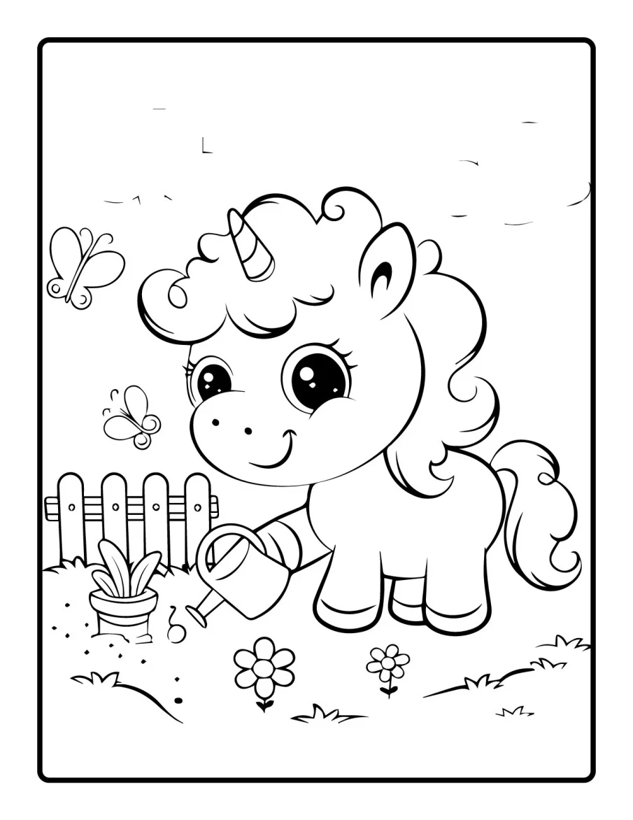 Desenho simples de Baby Unicórnio para colorir 67