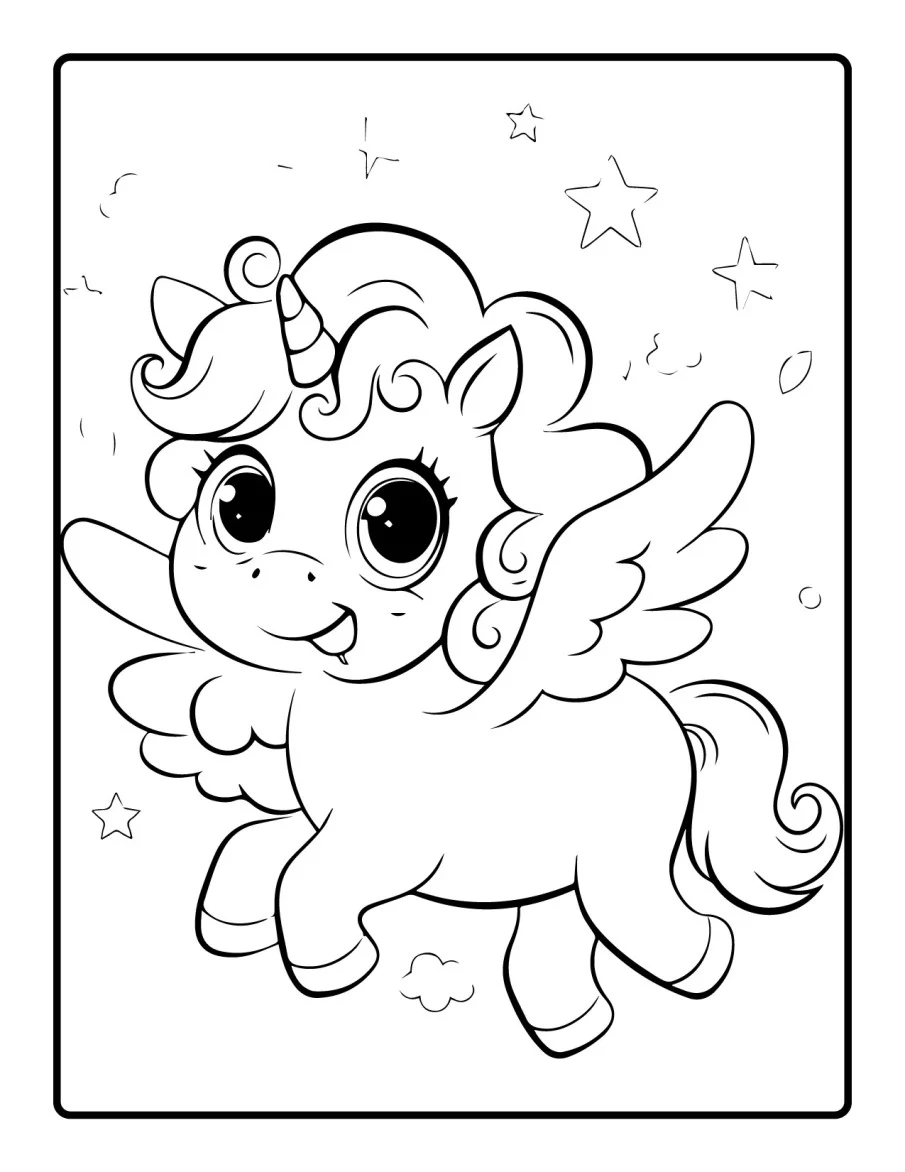 Desenho simples de Baby Unicórnio para colorir 69