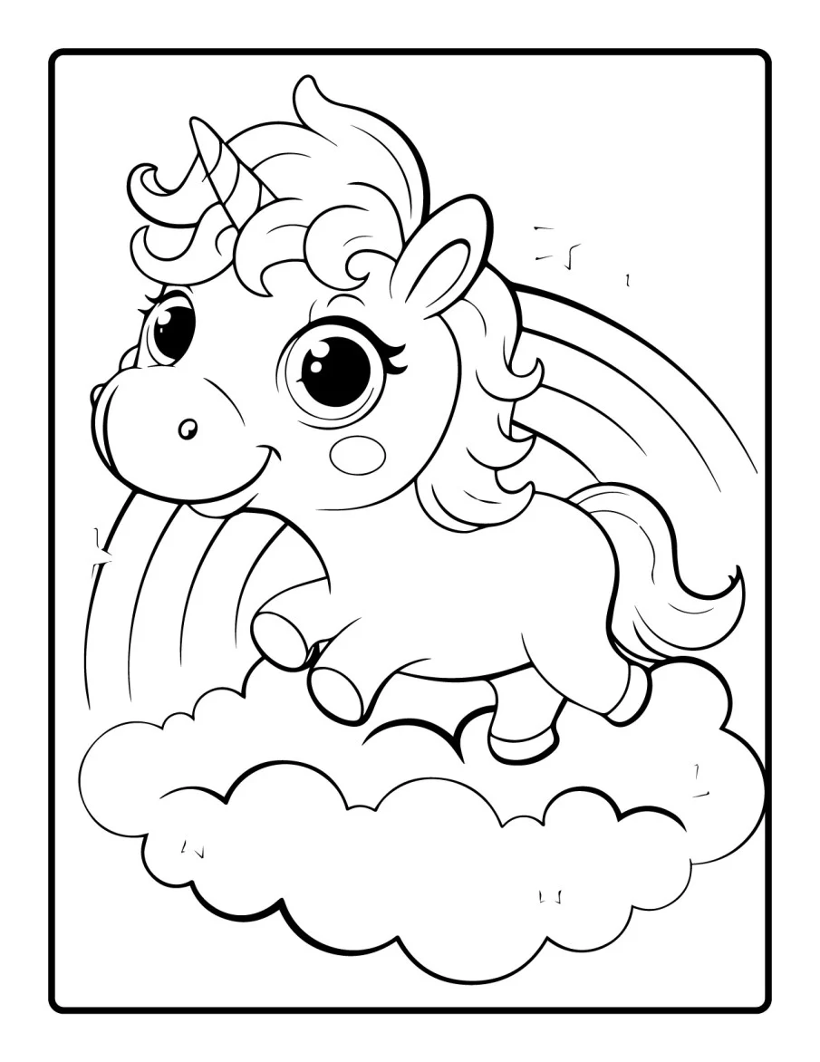 Desenho simples de Baby Unicórnio para colorir 7
