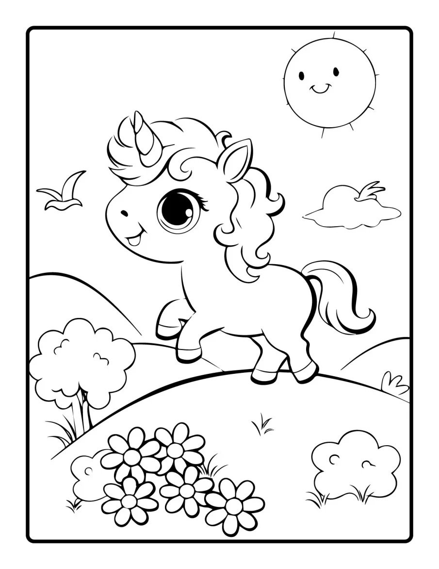 Desenho simples de Baby Unicórnio para colorir 72
