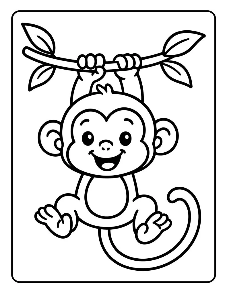 Desenho simples de Macaco para colorir 1