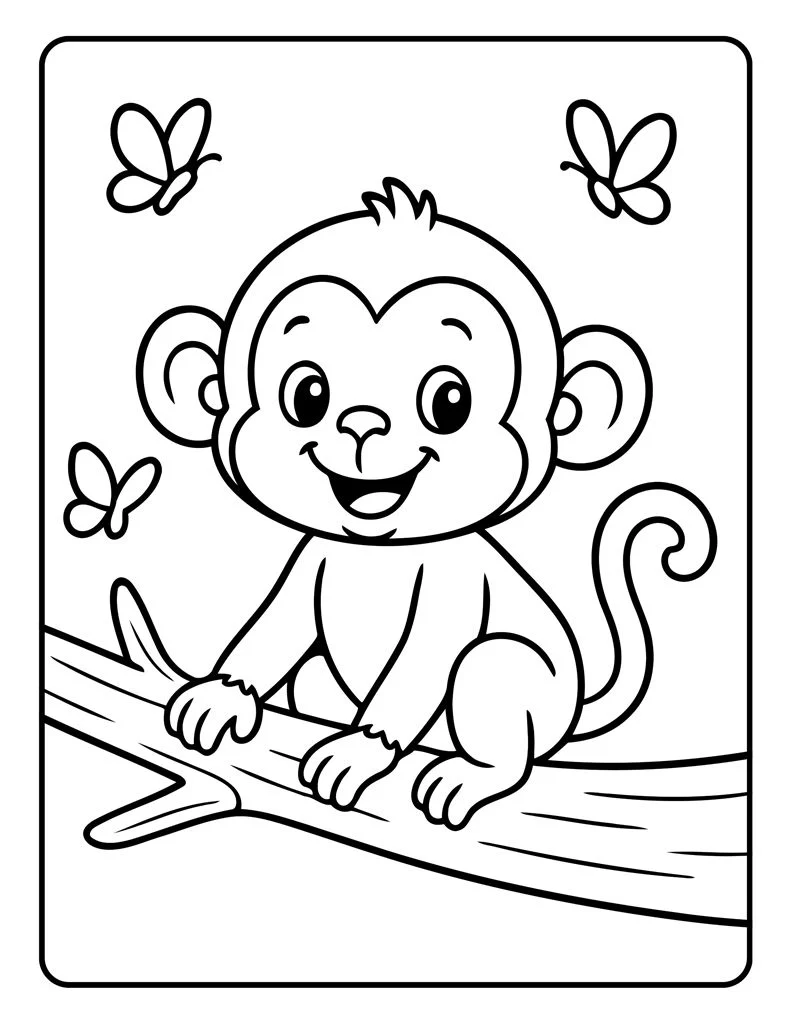 Desenho simples de Macaco para colorir 10