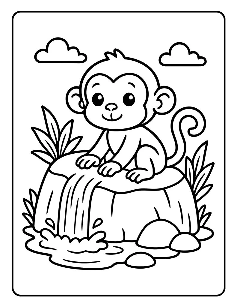 Desenho simples de Macaco para colorir 11
