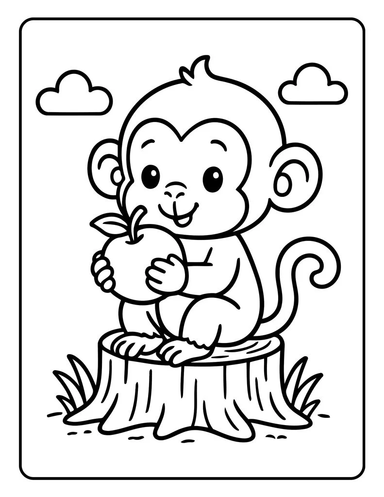 Desenho simples de Macaco para colorir 12