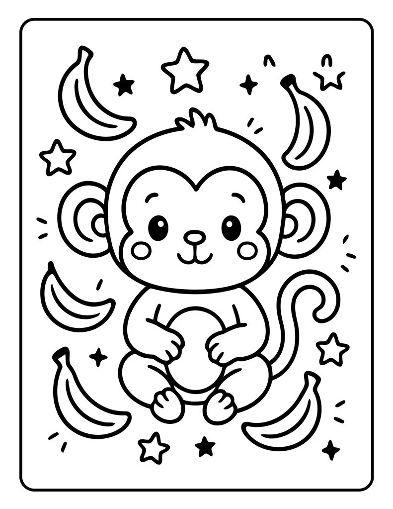 Desenho simples de Macaco para colorir 13