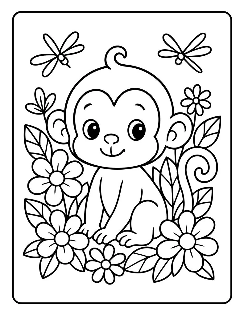 Desenho simples de Macaco para colorir 15