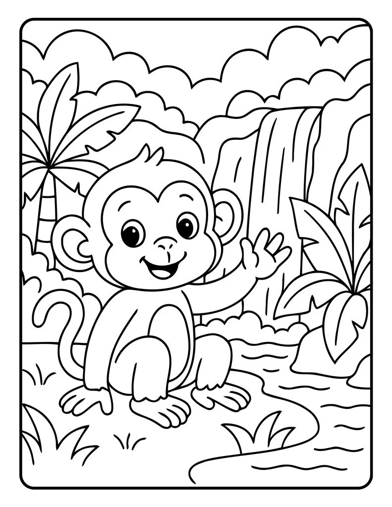 Desenho simples de Macaco para colorir 16