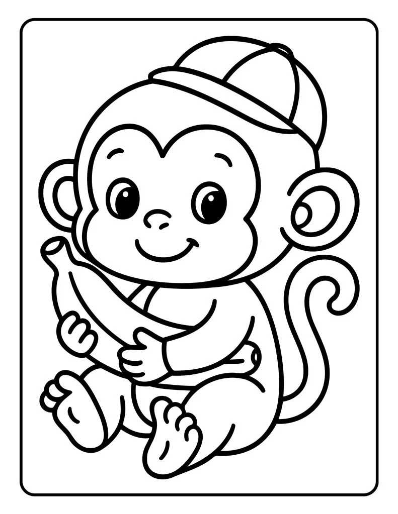 Desenho simples de Macaco para colorir 17