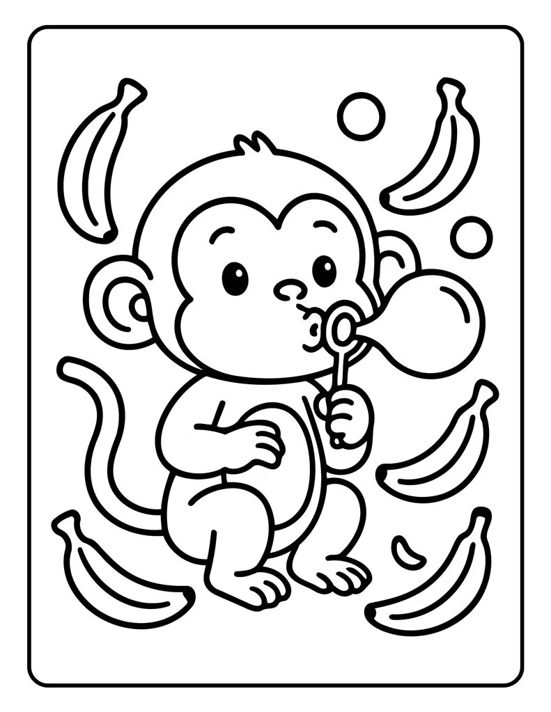 Desenho simples de Macaco para colorir 18