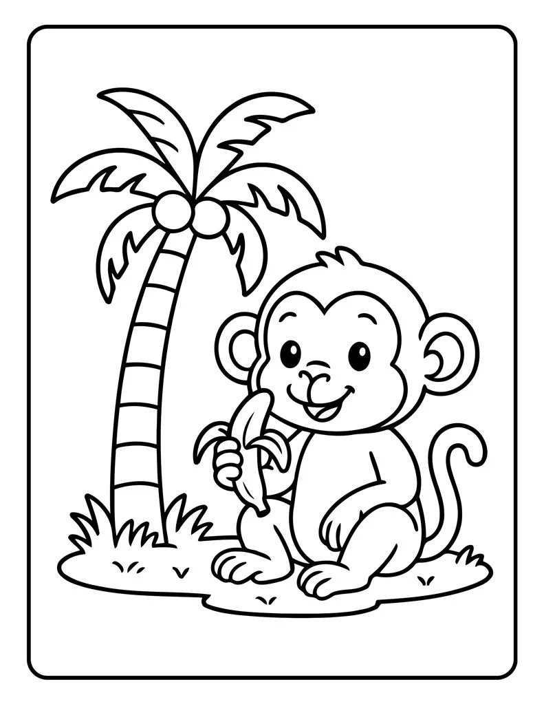 Desenho simples de Macaco para colorir 19