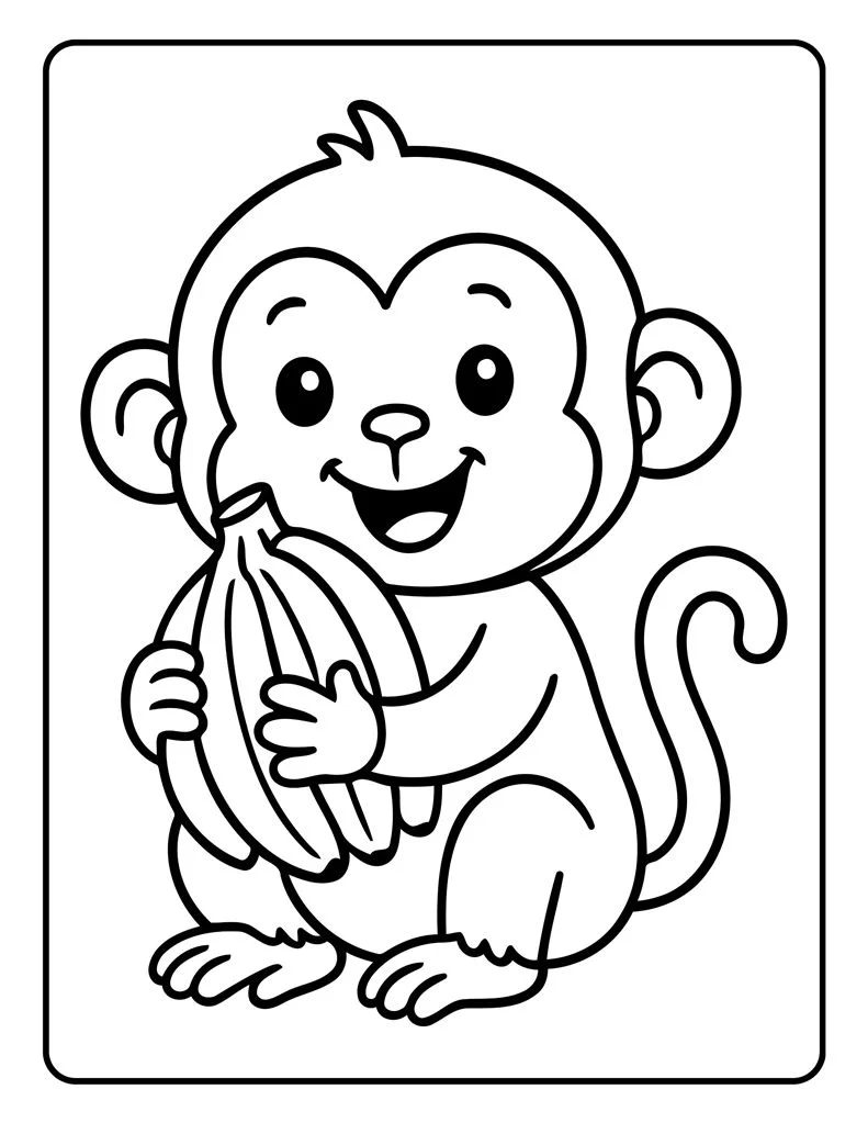 Desenho simples de Macaco para colorir 2