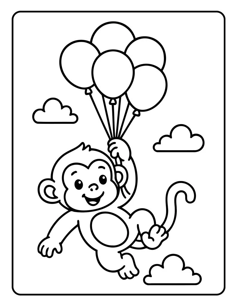 Desenho simples de Macaco para colorir 20